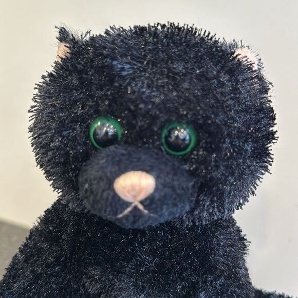 GANZ Webkinz Plush Black Cat Big Green Eyes Stuffed Animal Toy HM135 7" - Picture 2 of 9